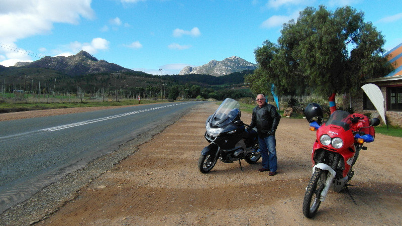 Saying goodbye to Chris after riding up Outeniqua Pass