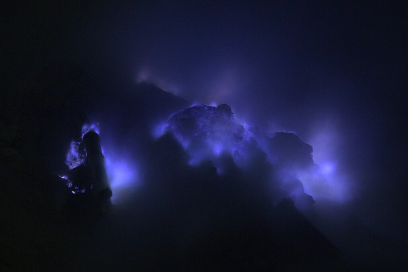 Blue fire on Ijen Volcano
