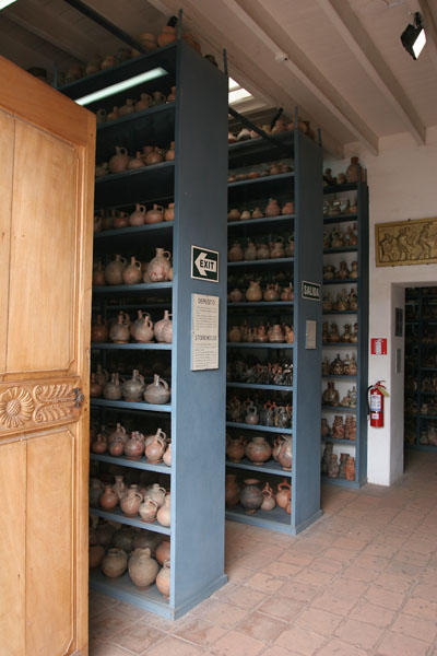 Stacks of pots at the Larco museum