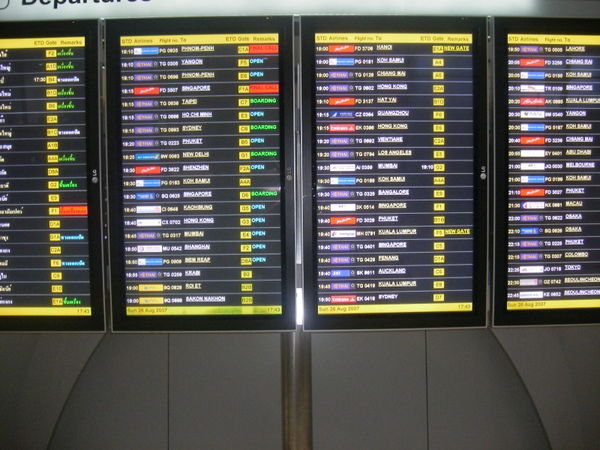 The Bangkok departures board