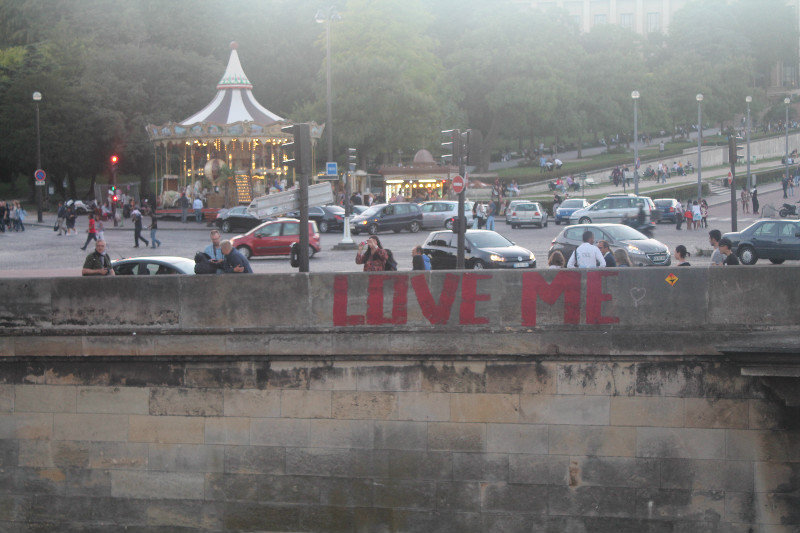 Love me sign on the Seine river