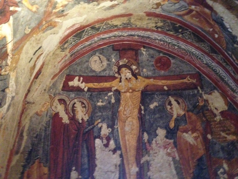 One of the numerous murals in the churches in the Open Air Museum
