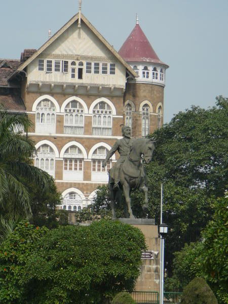 Statue and building