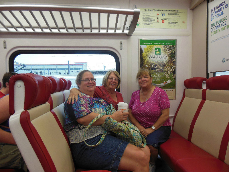 Sally, Lee-Ann, Blyth on the train to NY