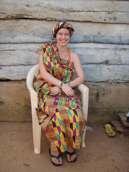 Dressed in authentic kente cloth