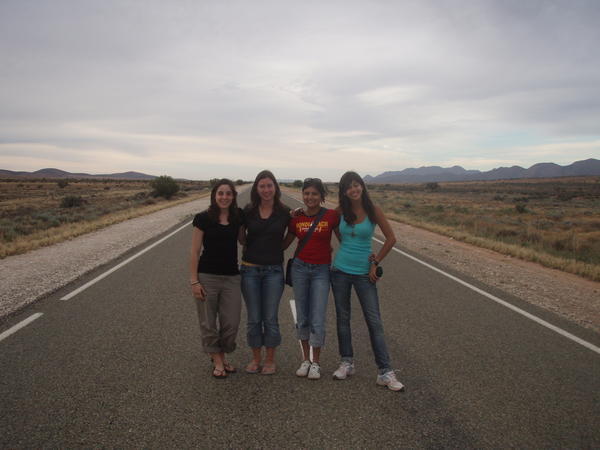 Frances, me,Jess, Gabrielle on that road