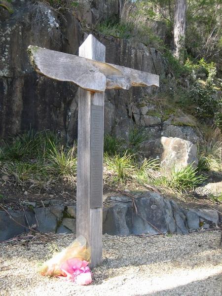 Cross in honour of the 35 people massacred at Port Arthur