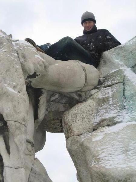 Climbing on Statues