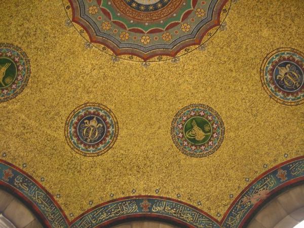 Intricate patterns on the ceiling of an ablutions area outside the Blue Mosque