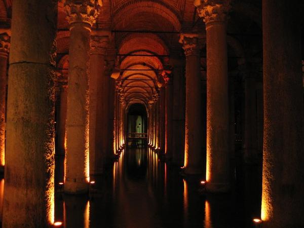 The subterranean water cisterns in Istanbul.