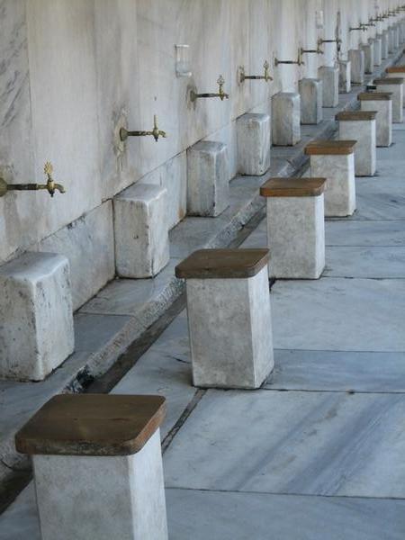 The washing area outside the Blue Mosque