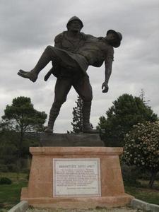 Statue of the unknown Turkish soldier who carried a wounded Brit back to his trench.