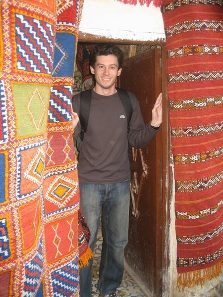 Michael at the entrance to the carpet shop where we bought three carpets between us!