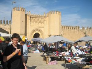 Michael enjoying an orange juice at one of the other entrances to the Medina