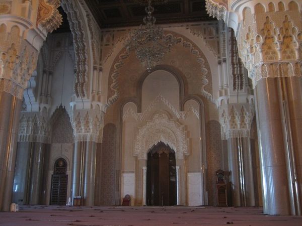 Some of the elaborate granite work in the Hassan II Mosque