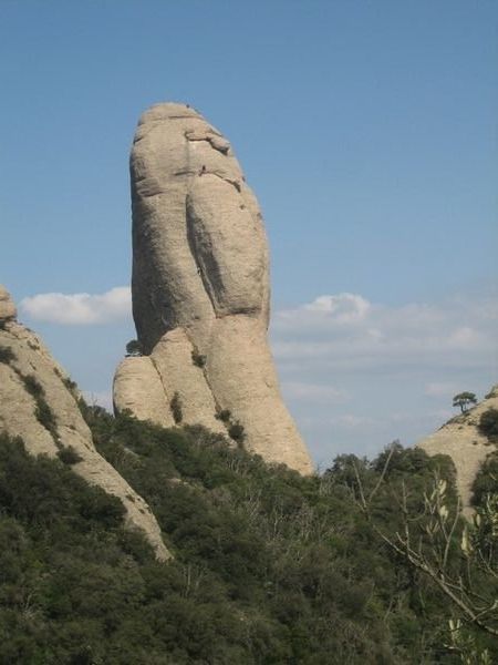 One of the monoliths with rock climbers