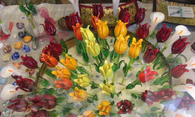 Murano glass flower display