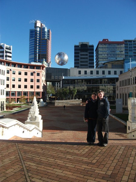 Orlagh and Dave at the Square in Wellington