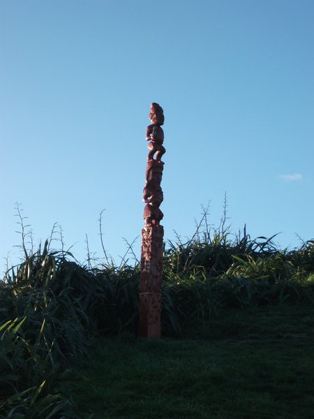 Maori carving on top of Mount Vic