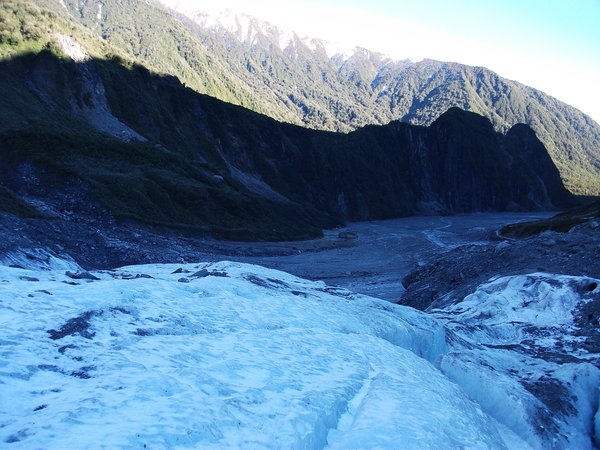 View from the Glacier down into the Valley