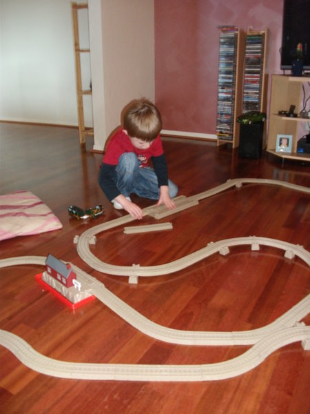 Cian and his train set