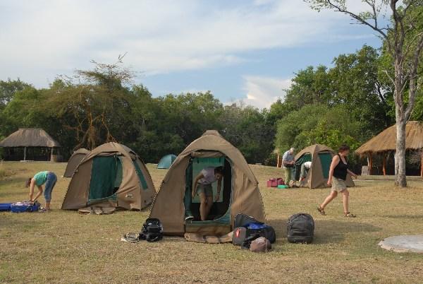 Setting up camp in Kafue, Zambia