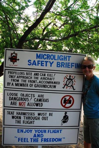 Read instructions first · Microlight Flight · Livingstone, Zambia