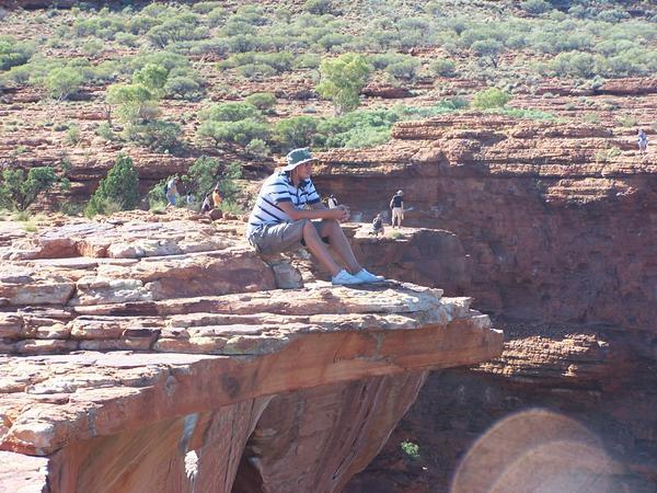 Me on a rock overhang, dangerous but great view!