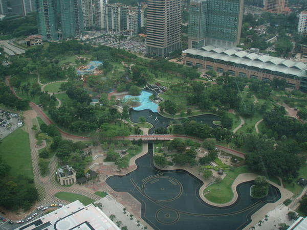 View of the KLCC gardens from Petronas Walkway