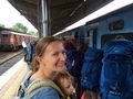 A sea of backpacks... Train arrived and we're still hopeful