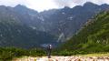 first glimpse of Morskie Oko in the background