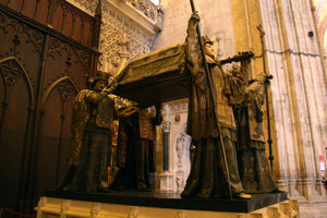 Four knigts holding the coffin of Christopher Columbus