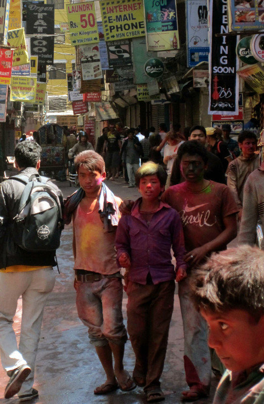 Colourful crowds in Thamel...