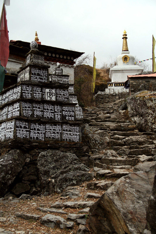 mani stones and stupas all around