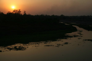 beautiful sunset in Chitwan