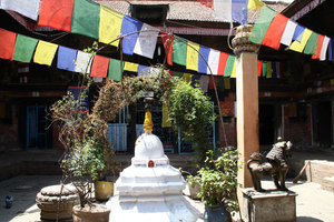 hidden Buddhist temple with tiny stupa in the middle