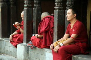 ...more monks at Swayambhunath