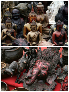 beautifully carved masks and statues for sale...
