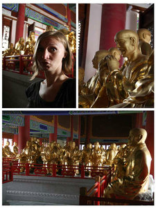 Arhats Hall - with 500 figures of Arhats all gold-coated, each with different face expression