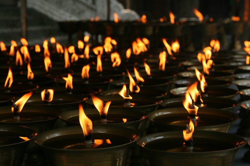 butter lamps at the Great Buddha park