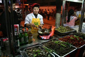 at the night market in Yan'an