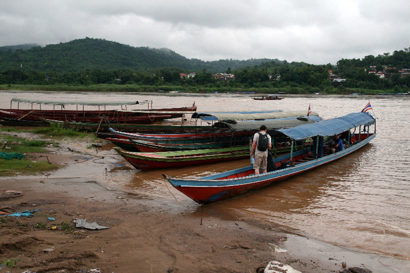 boats waiting to take us to the Lao side