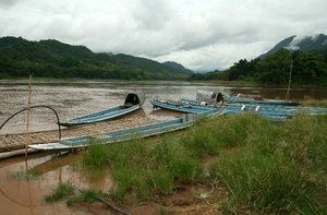 boats waiting to cross the river