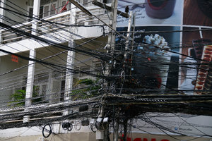 cables crossroad in Vientiane