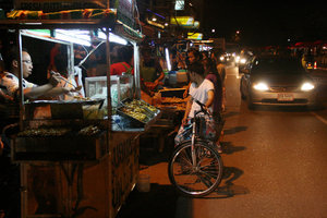 night food stands in Vientiane