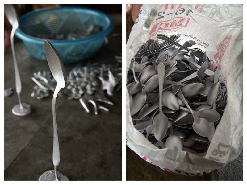 spoons made from scrap metal...