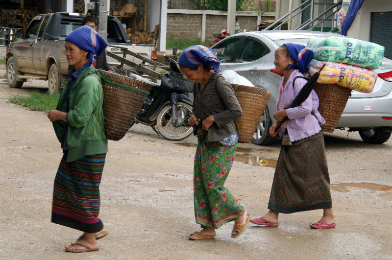 local women going to the market in Sam Neua