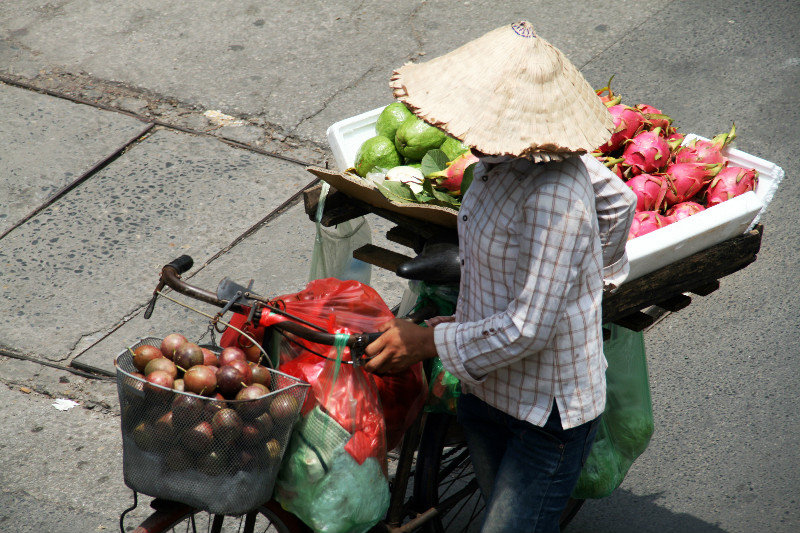 selling fruit in Hanoi