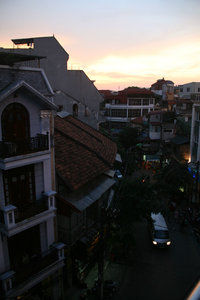 sun setting over Hanoi
