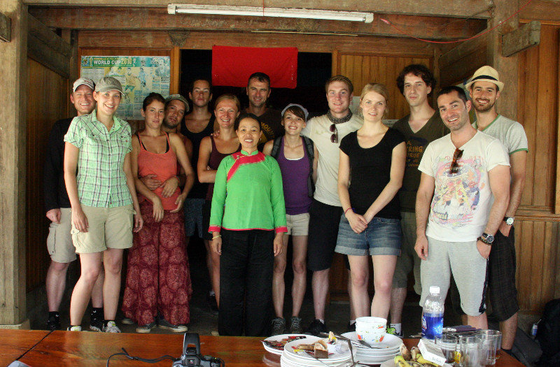 our trekking group with our host in Ta Van